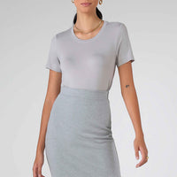 Saia Midi Malha Estruturada - Mescla Claro