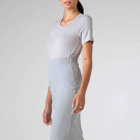 Saia Midi Malha Estruturada - Mescla Claro