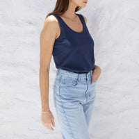 Regata Algodão Pima Feminina | Life Collection - Azul Marinho