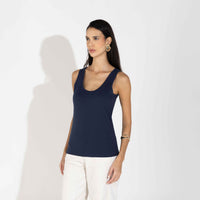 Regata Algodão Pima Feminina | Life Collection - Azul Marinho