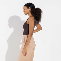 Regata Canelada Algodão Feminina - Marrom