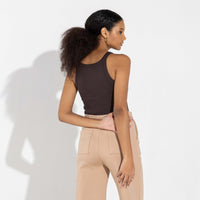 Regata Canelada Algodão Feminina - Marrom