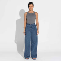 Regata Canelada Algodão Feminina - Mescla Escuro