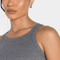 Regata Canelada Algodão Feminina - Mescla Escuro