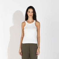 Regata Canelada Algodão Feminina - Off White