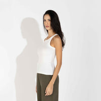Regata Canelada Algodão Feminina - Off White