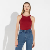 Regata Canelada Algodão Feminina - Vermelho Escarlate