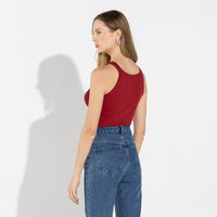 Regata Canelada Algodão Feminina - Vermelho Escarlate