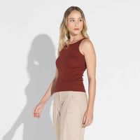 Regata Canelada Algodão Feminina - Vermelho Cabernet