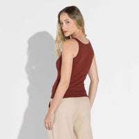 Regata Canelada Algodão Feminina - Vermelho Cabernet