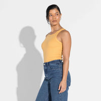 Regata Canelada Algodão Feminina - Amarelo Dijon