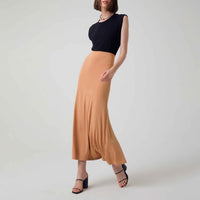 Saia Longa Viscose Evasê - Bege Claro