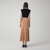 Saia Longa Viscose Evasê - Bege Claro