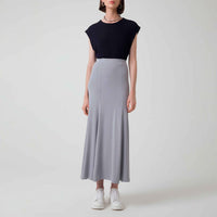 Saia Longa Viscose Evasê - Cinza Claro