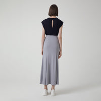 Saia Longa Viscose Evasê - Cinza Claro