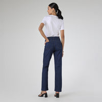 Calça Jeans Reta Feminina - Azul Jeans Escuro