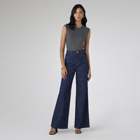 Calça Wide Jeans Feminina - Azul Jeans Escuro