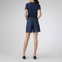 Shorts Jeans Cintura Alta - Azul Jeans Escuro