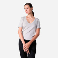 Camiseta Algodão Premium Gola U Feminina | Everyday Collection - Cinza Claro