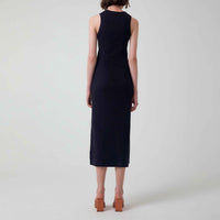 Vestido Midi Canelado Algodão - Preto