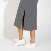 Vestido Midi Canelado Algodão - Mescla Escuro