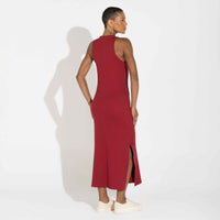 Vestido Midi Canelado Algodão - Vermelho Escarlate