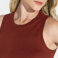 Vestido Midi Canelado Algodão - Vermelho Cabernet