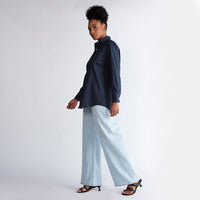 Camisa Tricoline Ampla Feminina - Azul Marinho