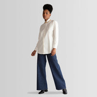 Camisa Tricoline Ampla Feminina - Off White