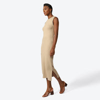 Vestido Tricot Midi Sem Mangas - Bege
