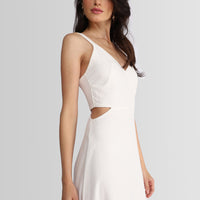 Vestido Midi com Recorte Linho com Viscose - Off White