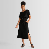 Saia Midi Viscose com Amarração - Preto