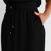 Saia Midi Viscose com Amarração - Preto