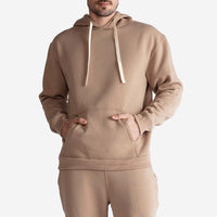 Blusa Moletom Felpa Com Capuz Masculina - Bege Pastel