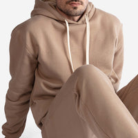 Blusa Moletom Felpa Com Capuz Masculina - Bege Pastel