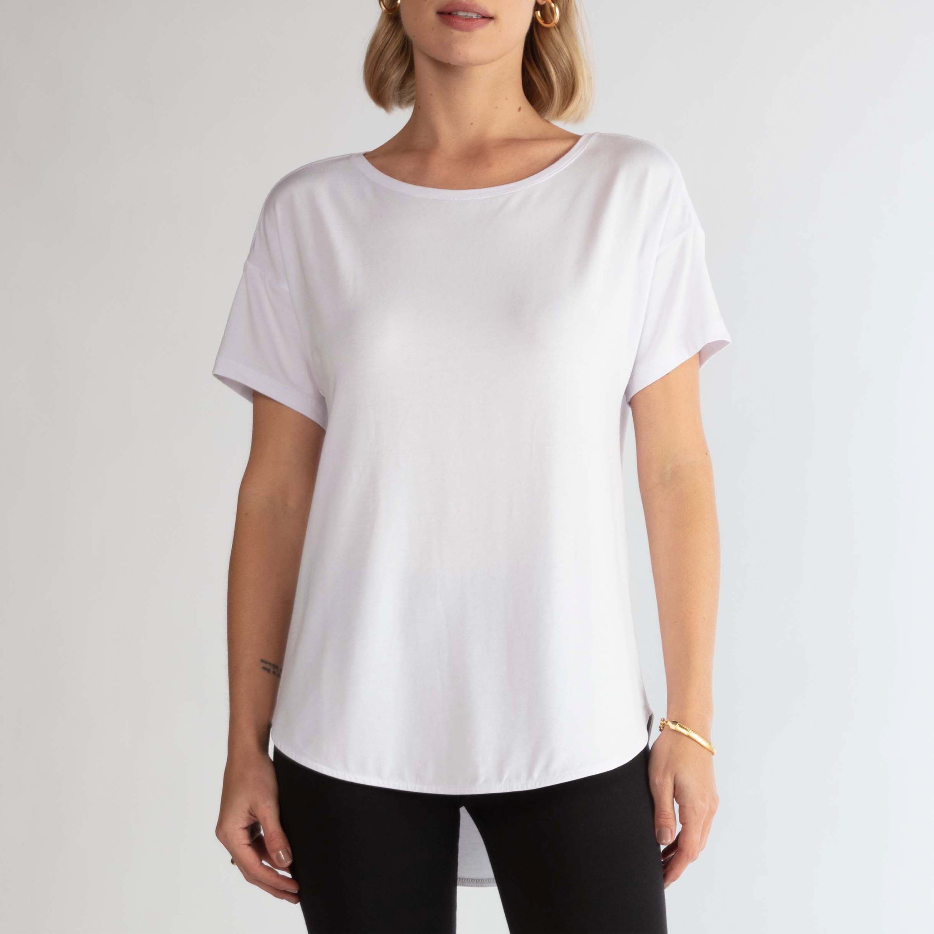 Travel T-shirt Barra Arredondada Feminina - Branco – Basico.com