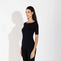 Blusa Cotton Pima Decote Canoa Feminina | Life Collection - Preto