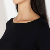 Blusa Cotton Pima Decote Canoa Feminina | Life Collection - Preto