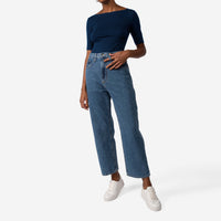 Blusa Cotton Pima Decote Canoa Feminina | Life Collection - Azul Marinho