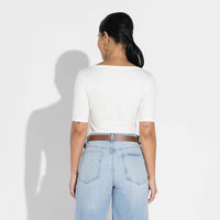 Blusa Cotton Pima Decote Canoa Feminina | Life Collection - Off White