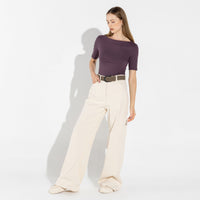 Blusa Cotton Pima Decote Canoa Feminina | Life Collection - Roxo Ameixa