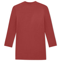 Blusa Canelada Viscose Manga 3/4 Feminina - Ferrugem