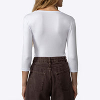 Blusa Cotton Pima Manga 3/4 Feminina - Branco