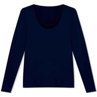 Camiseta Modal Gola U Manga Longa Feminina | Travel Collection - Azul Marinho