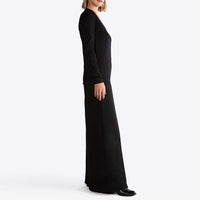 Camiseta Perfeita Pima Manga Longa Gola V Feminina - Preto