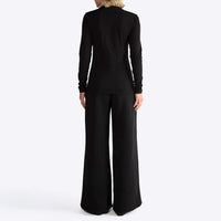 Camiseta Perfeita Pima Manga Longa Gola V Feminina - Preto