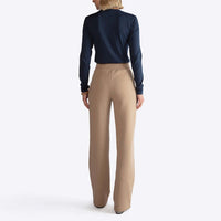 Camiseta Algodão Ultraleve Manga Longa Gola V Feminina - Azul Marinho