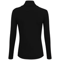 Blusa Canelada Viscose Gola Rolê Feminina - Preto
