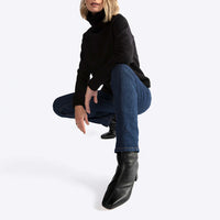 Blusa Moletom Felpa Gola Rolê Feminina - Preto