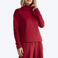 Blusa Moletom Felpa Gola Rolê Feminina - Marsala